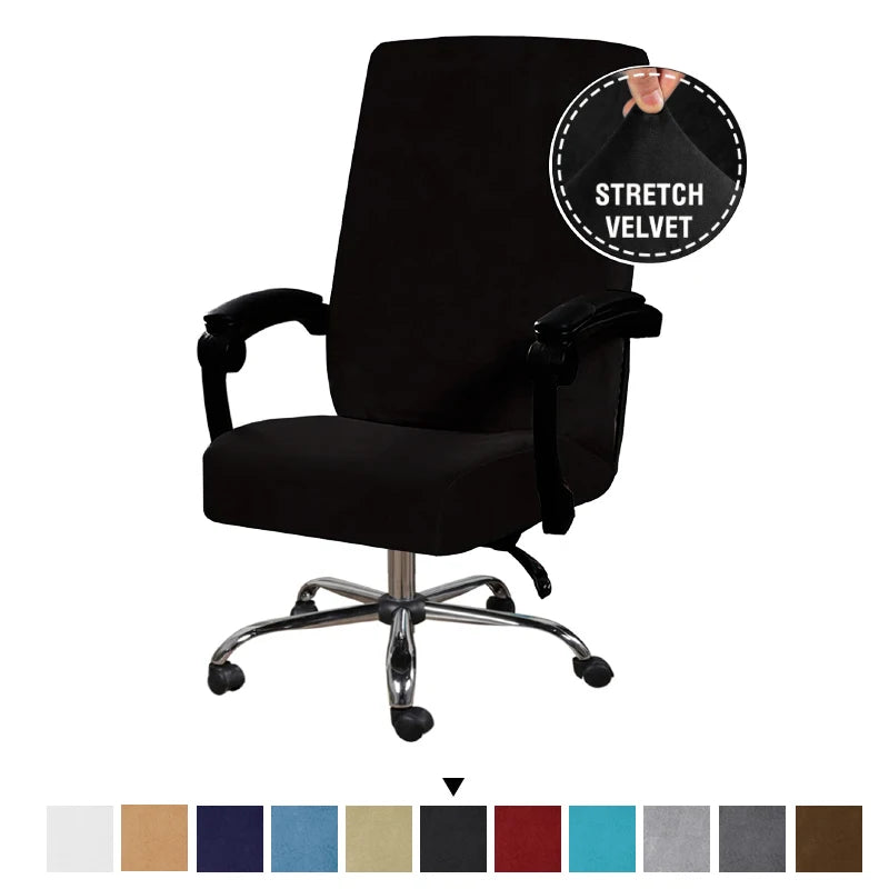 housse chaise velours élasthanne noir moderne élastique zip ajusté 45 60cm