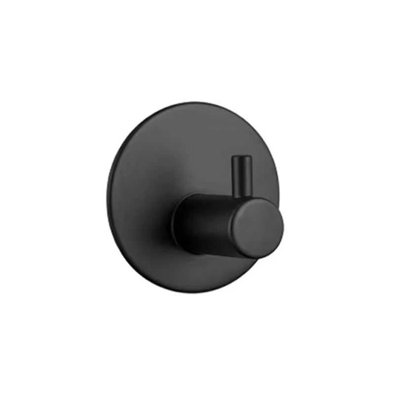 crochet mural adhésif acier inoxydable noir argenté moderne minimaliste serviette manteau salle bain