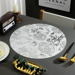 set table rond motif floral peonies polyester or blanc moderne decoration intérieur festive mariage