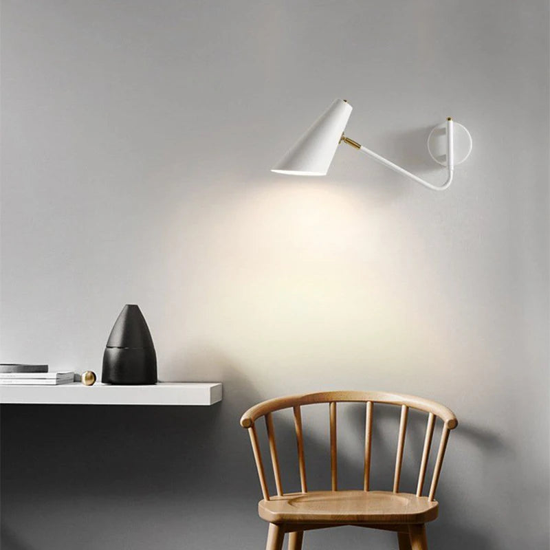 lampe murale moderne blanche dorée conique éclairage chambre salon entrée étude