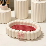 support savon blanc rose moderne nœud boudiné double couche drainage salle bain