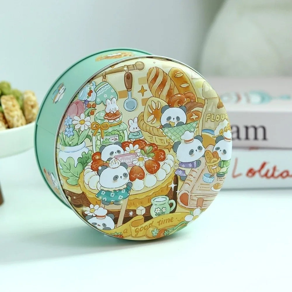 boîtes rondes métal dessin animé personnages mignons fruits animaux fleurs biscuits rose vert bleuclair