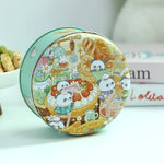 boîtes rondes métal dessin animé personnages mignons fruits animaux fleurs biscuits rose vert bleuclair
