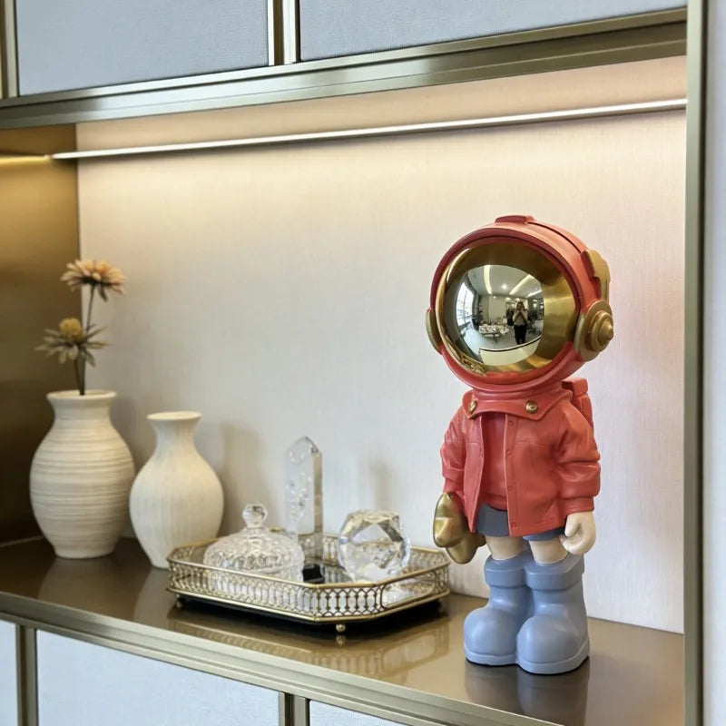 figurine astronaute moderne résine décorative intérieur doré noir gris brillant opaques salon hall