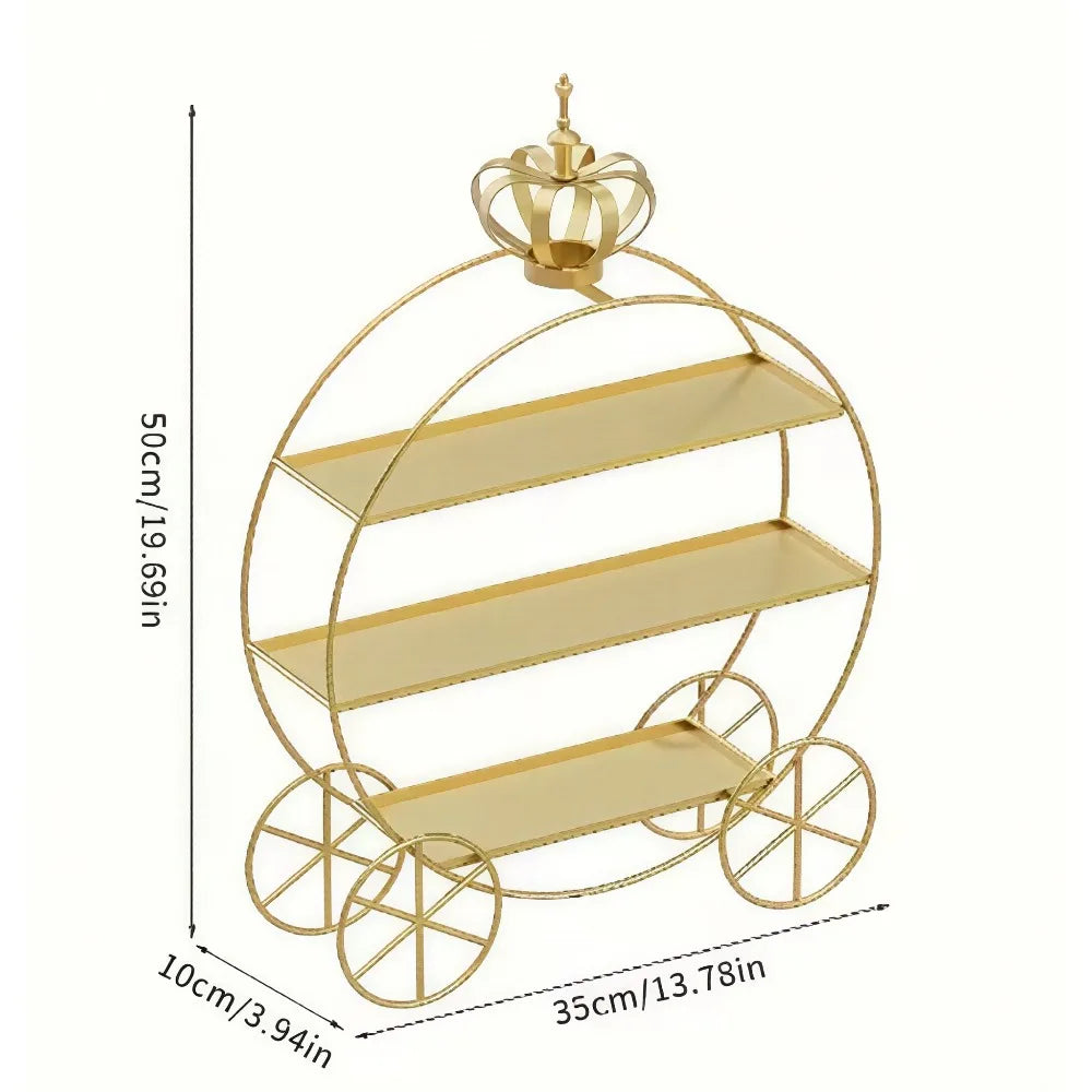 présentoir métal doré blanc trois niveaux gâteaux cupcakes macarons décoratif princesses mariage après midi