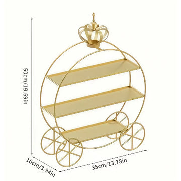 présentoir métal doré blanc trois niveaux gâteaux cupcakes macarons décoratif princesses mariage après midi