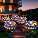guirlande lumineuse solaire multicolore moderne led rouges vertes bleues jaunes fil métal spirale piquet