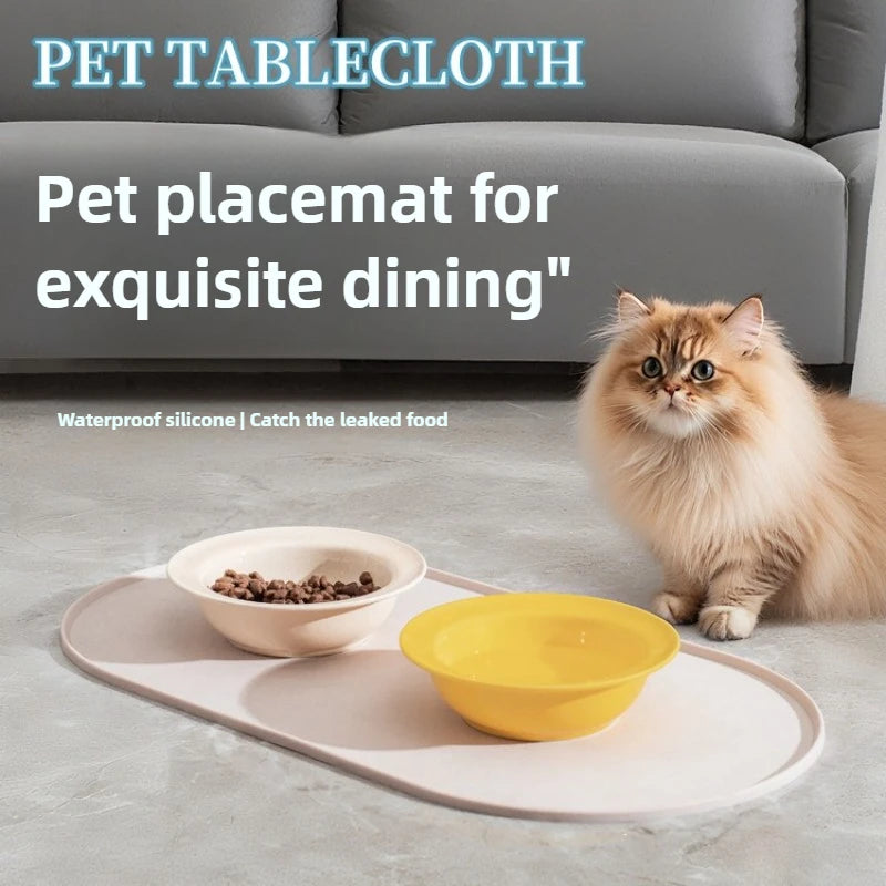 tapis repas animal compagnie imperméable antidérapant moderne pratique rose jauneclair