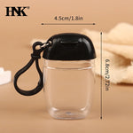 bouteilles rechargeables transparentes modernes couleurs variées anneaux boucles pratique mini désinfectant main cosmétique alcool