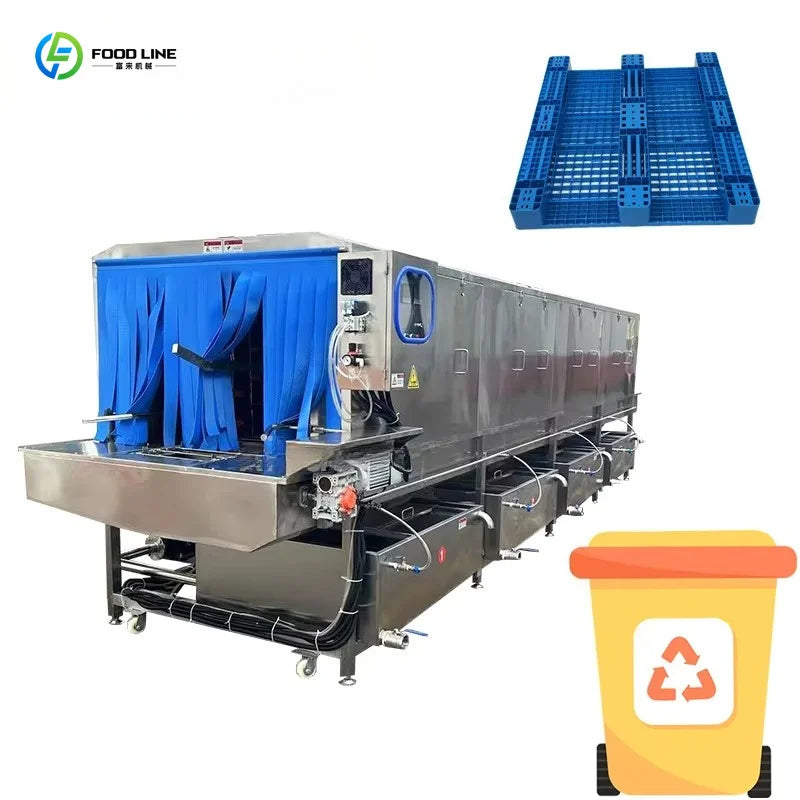 machine lavage industrielle acier inoxydable bleu orange moderne contrôle numérique bacs poubelle grille tailles