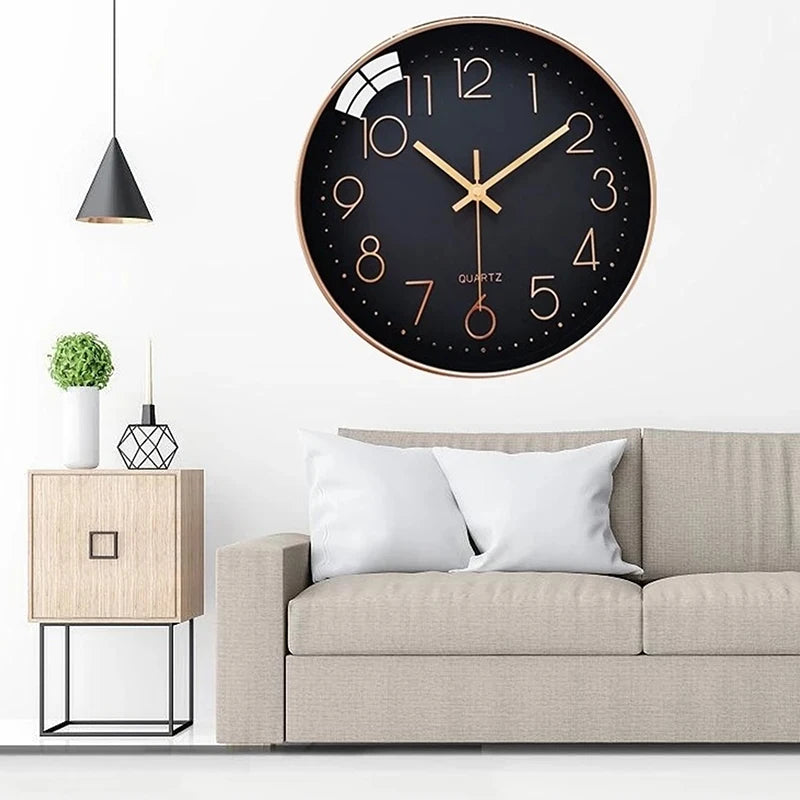 horloge murale moderne nordique verre transparent chiffres arabes blanc noir