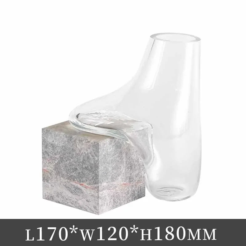 vase transparent moderne verre base marbre terrarium décoration maison hydroponique fleur