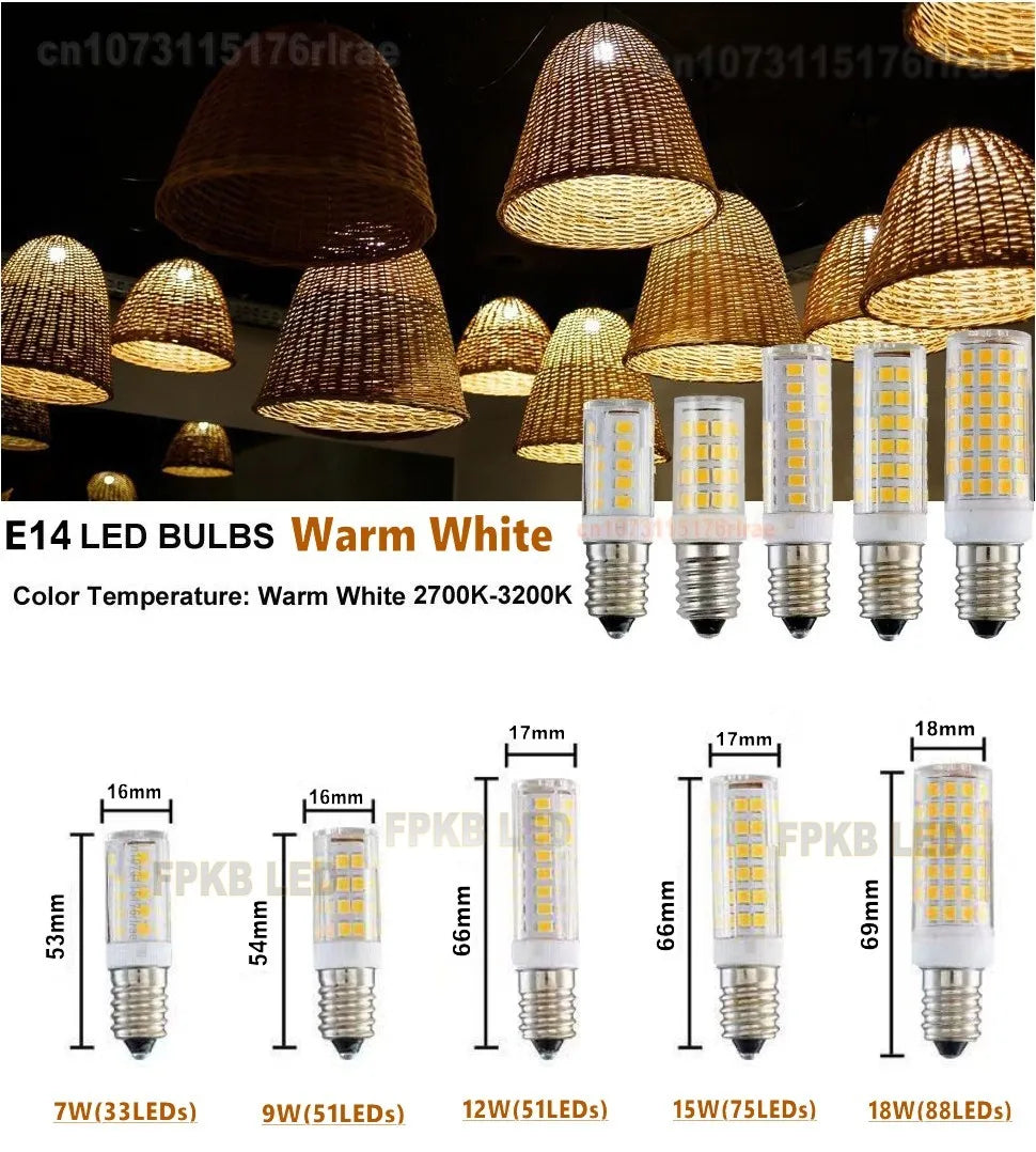 ampoules led e14 12w 15w 18w 7w 9w 220v 240v blanc carrés jaunes moderne