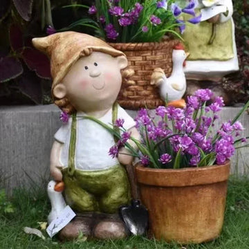 pots fleurs résine rustique panier tressé pots balcon plantes succulentes décoration jardin fleuri figurines