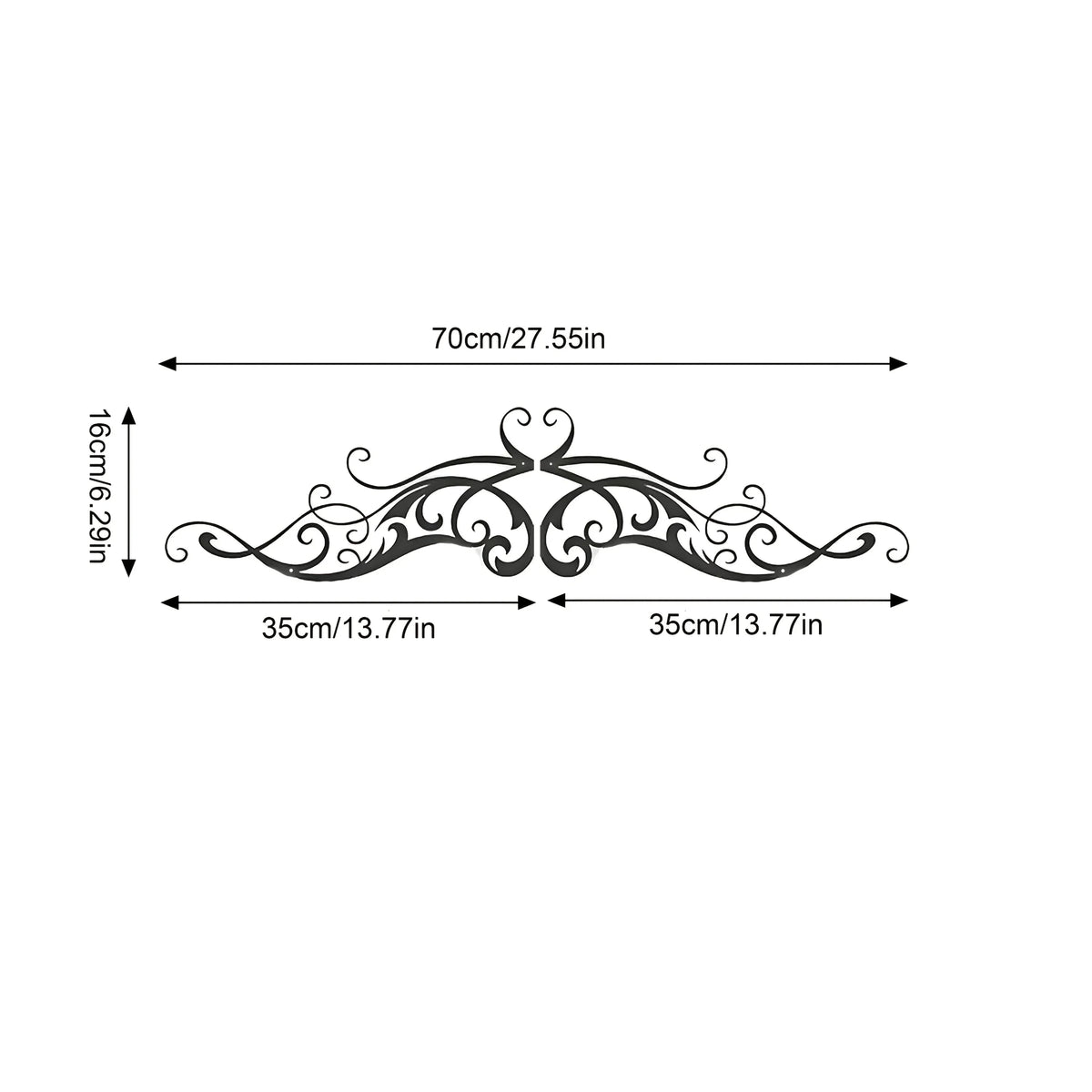 plaque murale décorative art nouveau motif floral élégant cœur central noir sans fixation