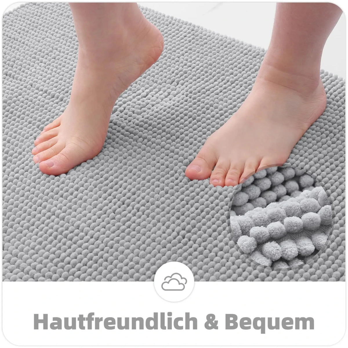 tapis bain microfibre gris clair moderne antidérapant absorbant large salon chambre