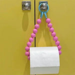 support rouleau papier toilette moderne rondes rose bleu clair blanc 46cm anneaux métalliques salle
