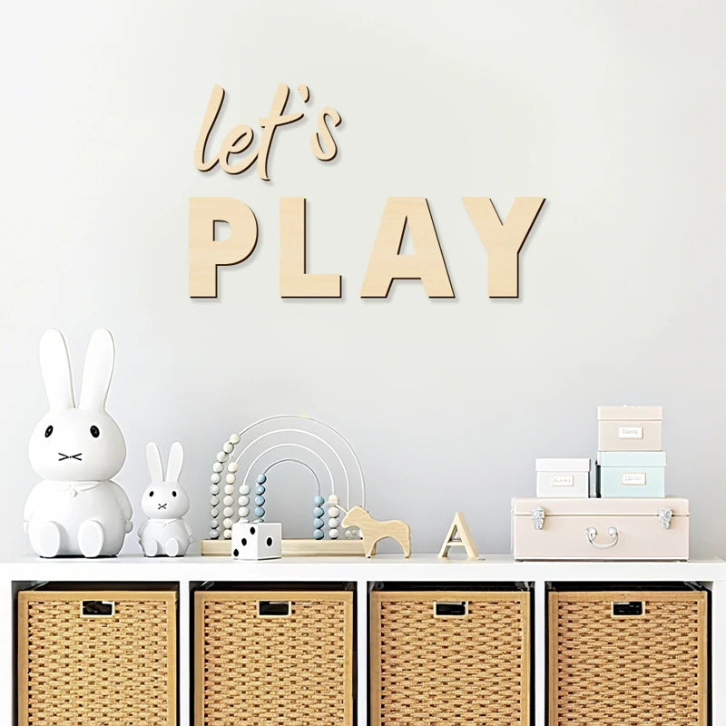 décoration murale moderne lettres bois 3d autocollants personnages animaux étagères chambre enfant