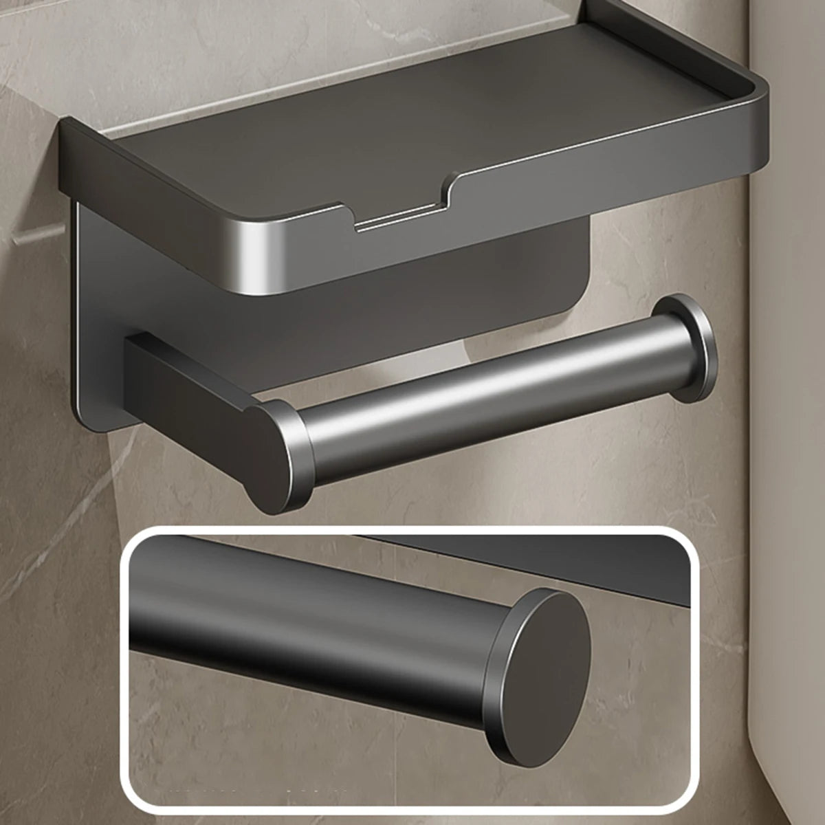 support papier toilette acier inoxydable gris blanc moderne minimaliste tablette adhésif