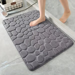 tapis bain doux gris marron motif galets moderne salle bain absorption rapide lavable machine