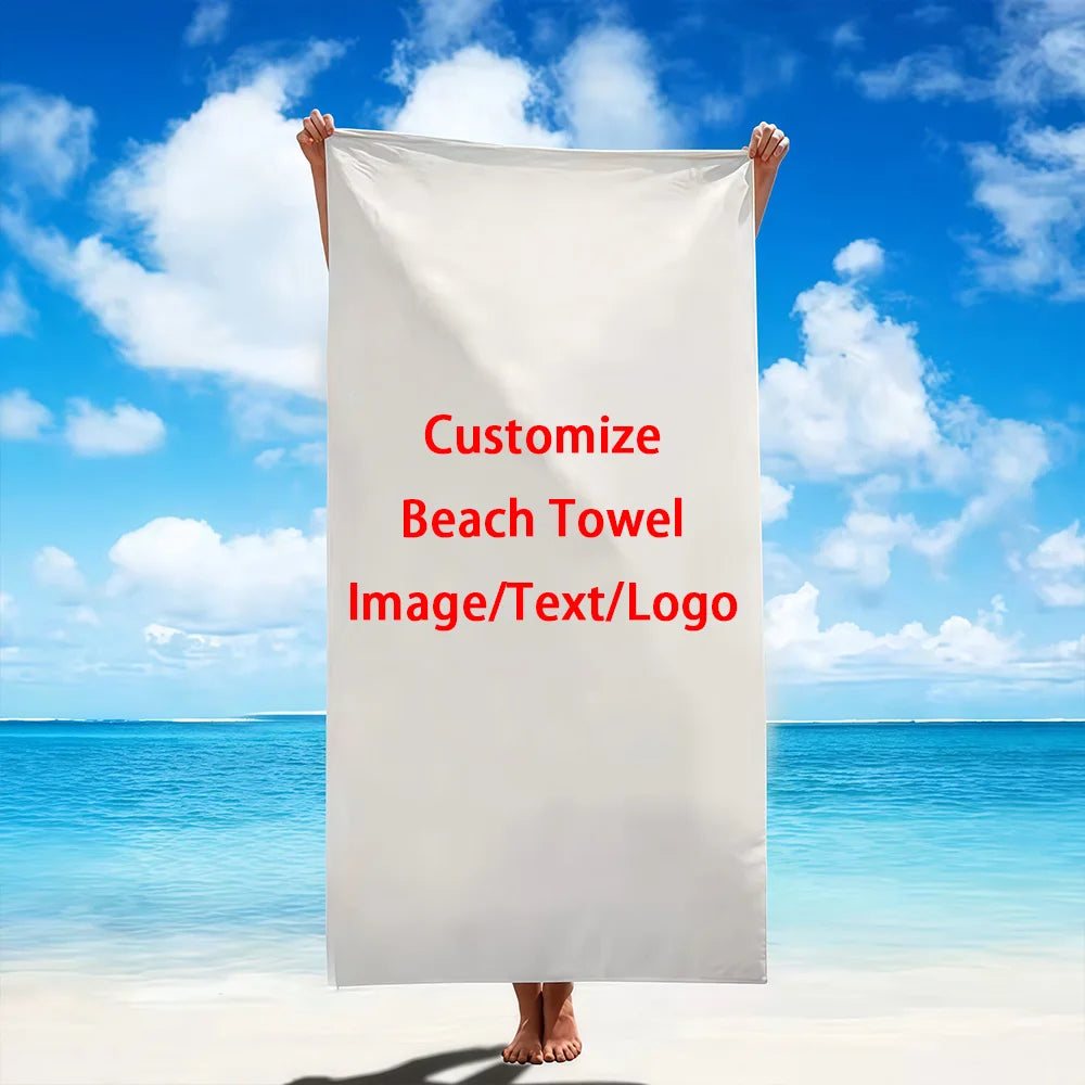 serviette plage personnalisable microfibre blanche moderne clips absorption rapide toilette