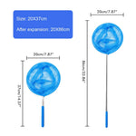 filet piscine bleu maille fine poignée souple moderne nettoyage extérieur enfants transparent acier inoxydable