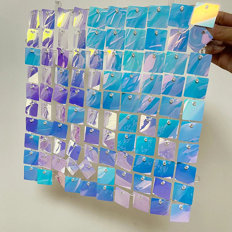 panneau mural décoratif violet bleu blanc doré mosaïque iridescente moderne clips 30cm 30cm