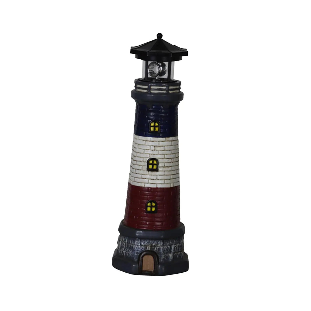 statue phare jardin énergie solaire bleu blanc rouge classique décoration balcon cour avant