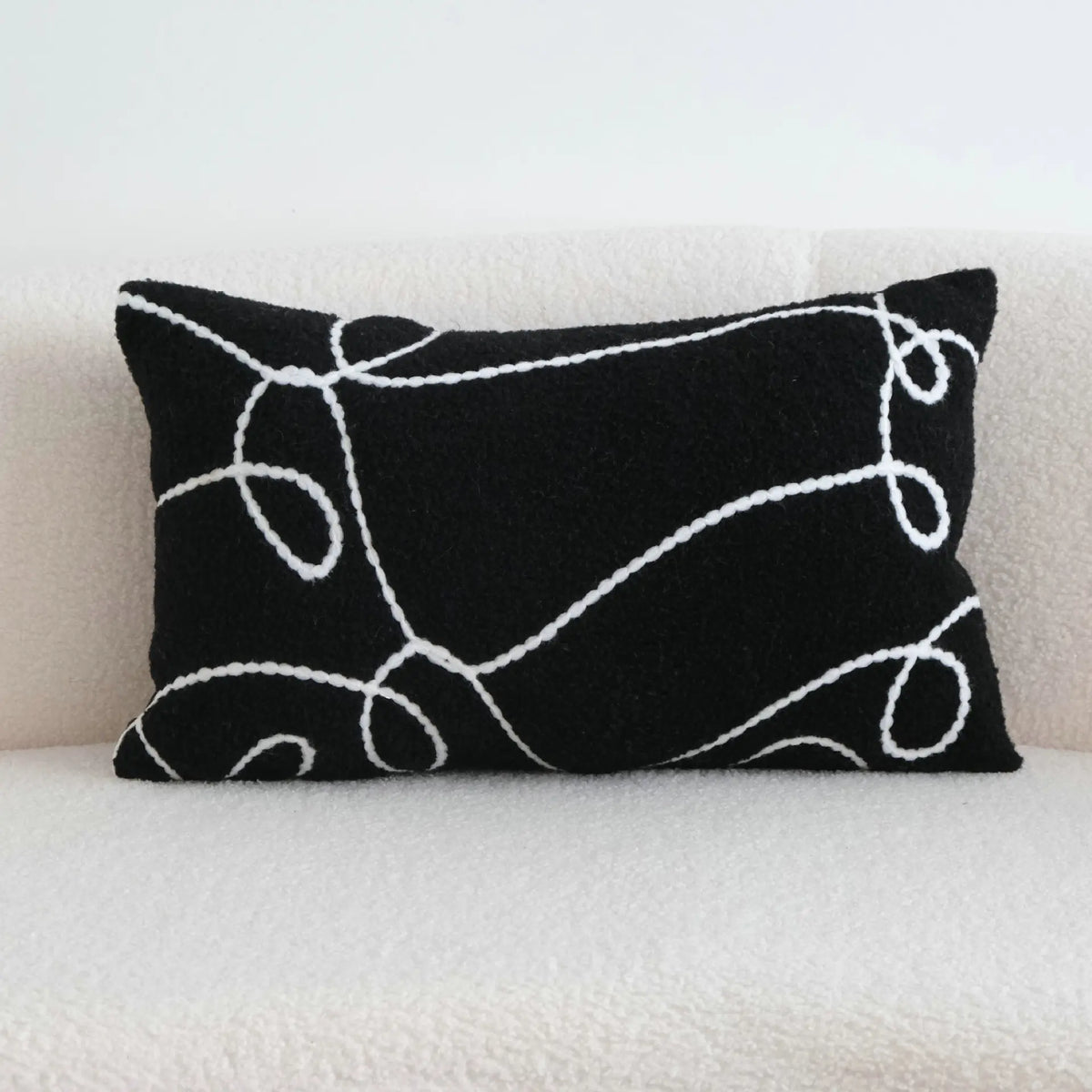 taies d'oreiller géométriques peluche noire blanche abstraction moderne coussin décoratif polyester 45x45cm 30x50cm