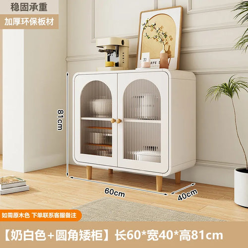 meuble cuisine bois blanc moderne scandinave portes vitre étagères rangement salon