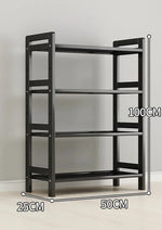 étagère rangement noire multifonctionnelle moderne acier inoxydable bambou réutilisable livres plantes