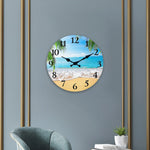 horloge murale bois paysage plage moderne aiguille quartz 24cm 29cm 34cm 39cm sóng ngắn