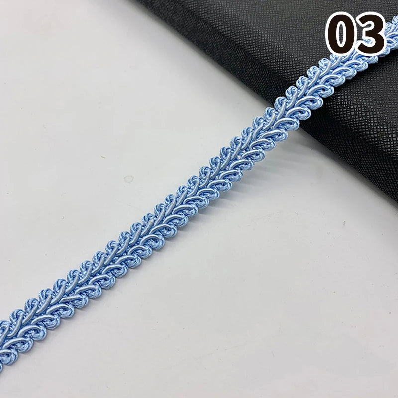 ruban dentelle polyester blanc bleu doré rouge classique 1.3cm largeur tissage opacité decoration couture