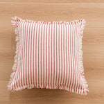coussin carré moderne brodé géométrique rose boho chic franges adhésif zip 45x45cm