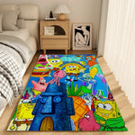 tapis moderne antidérapant adhésif résistant bactéries absorbant dessin animé spongebob bleu jaune vert