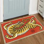 tapis moderne tigre stylisé vert orange rouge noir blanc 30x50cm 40x60cm 50x80cm