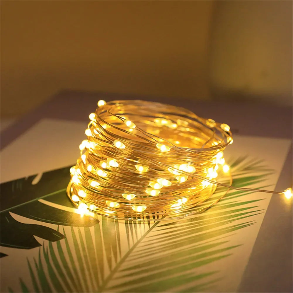 guirlande lumineuse solaire doré blanc chaud moderne 100 led 12mextérieur patio jardin