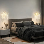lampe murale moderne or branches cristal transparentes chambre salon led aluminium