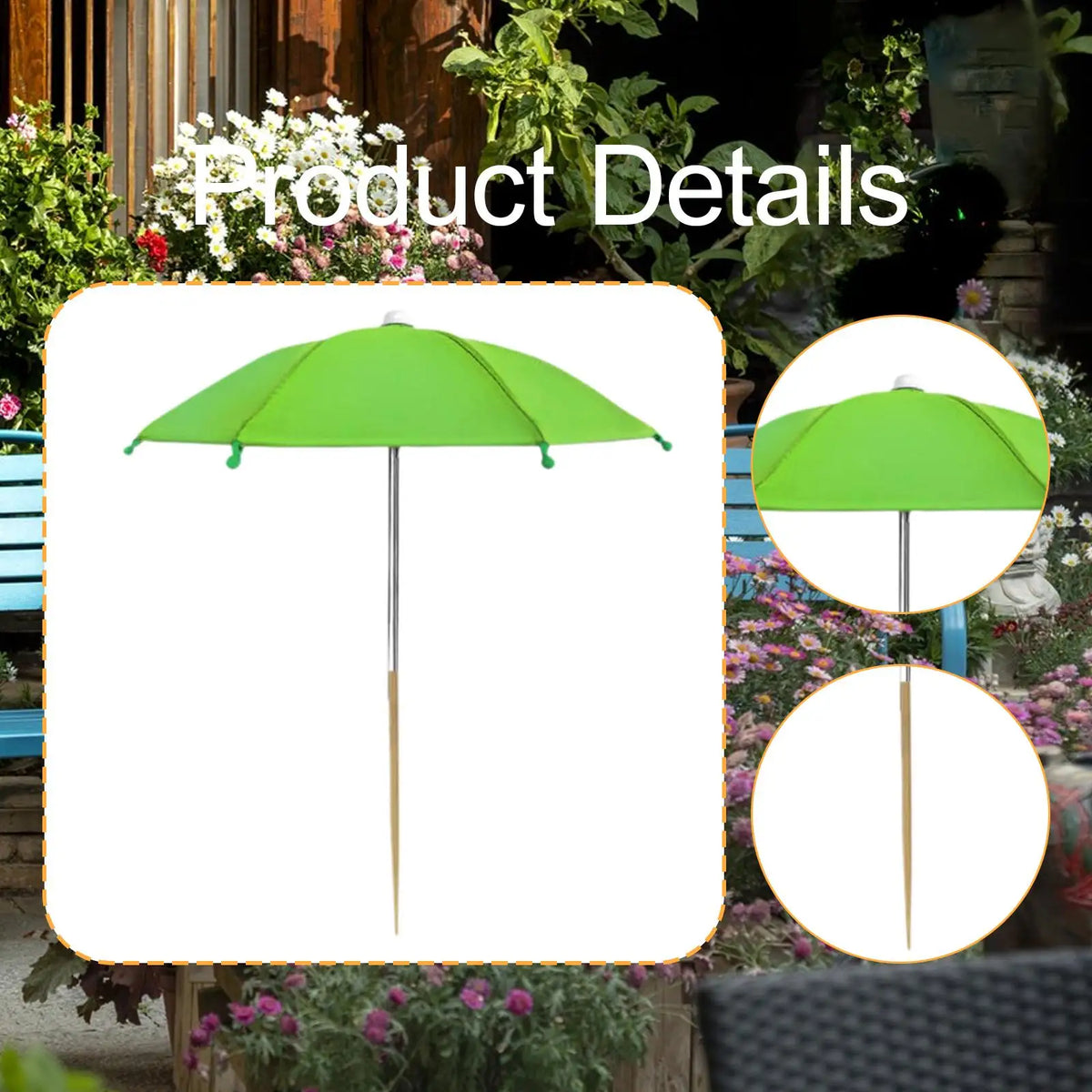 parasol extérieur moderne piquet bois protection solaire plantes couleurs vert orange bleu rouge