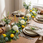 guirlande fleurs artificielles feuilles vertes citrons jaunes fleurs blanches naturel rustique decoration intérieure fête