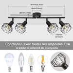 plafonnier led noir cage métallique industriel fixations vis salon chambre