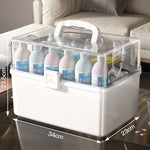 boîte rangement médicaments transparente moderne poignée blanc rose respectueuse environnement