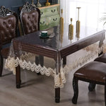 nappe table rectangulaire transparente dentelle beige pvc imperméable salle manger classique