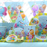 assiettes jetables anniversaire enfants dessins animés fleurs papillons couleurs unies star festive