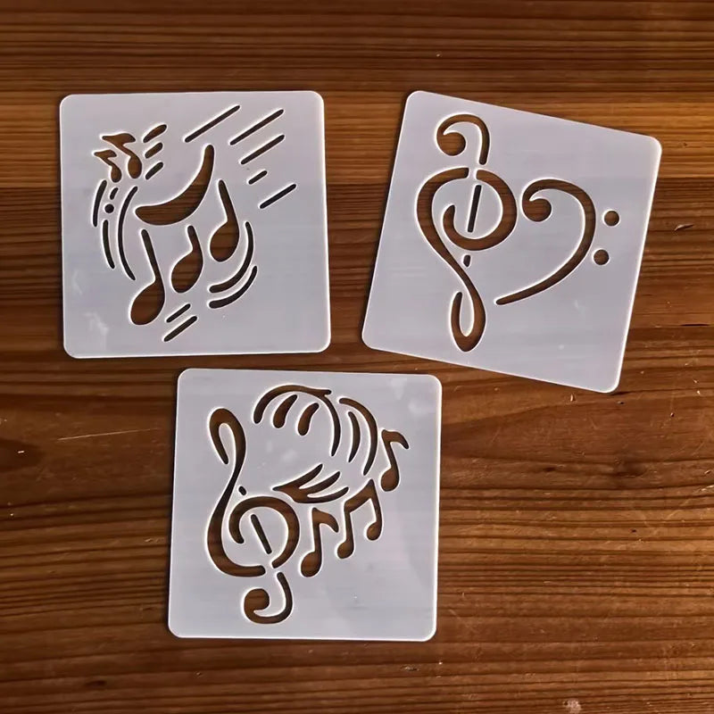 pochoirs stencil blanc notes musicales motifs abstraits moderne graphique peinture murale meubles scrapbooking