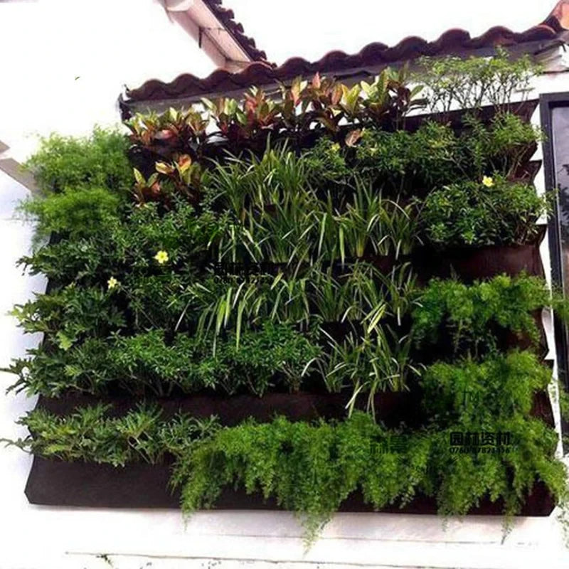 porte plantes mural suspendu poches plantes texture tissée moderne vert noir