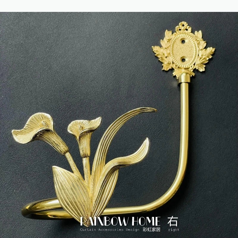 porte serviettes mural classique baroque fleurs stylisées doré fixations plaque fixation inclusOpaque