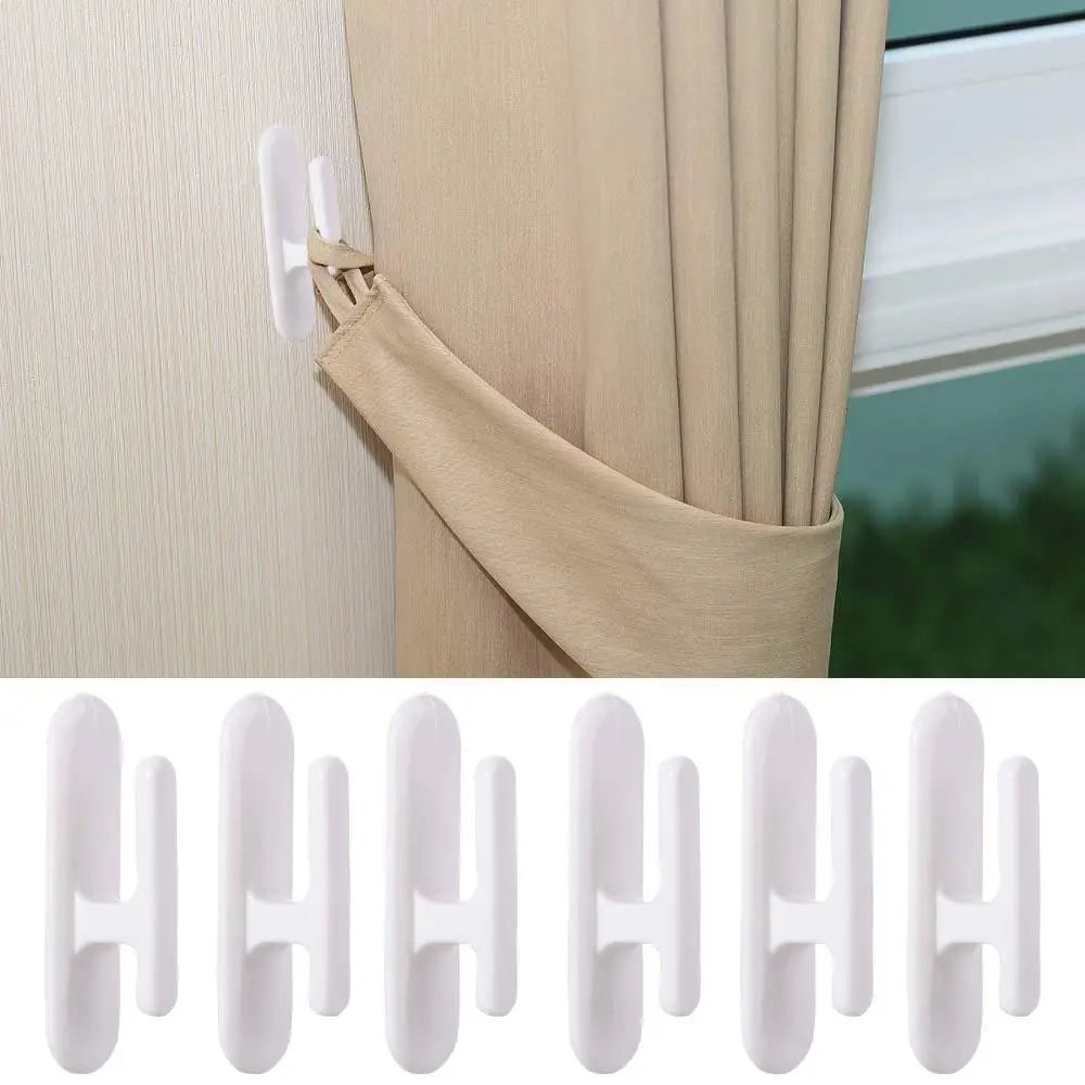 clips fixation adhésifs blancs modernes rideaux sans agrafes utilisation multiple maison plastique