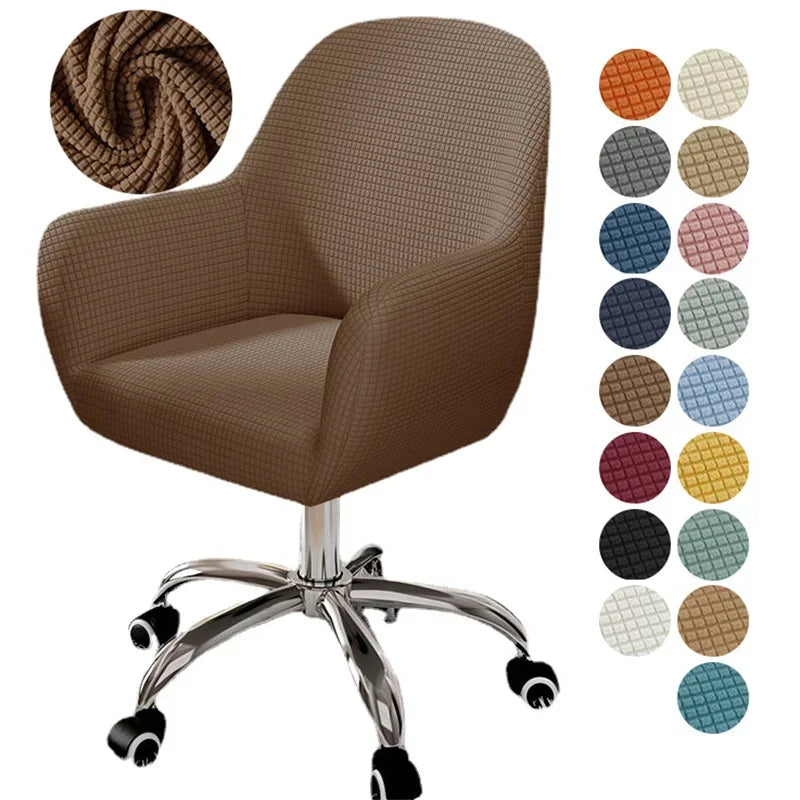 chaise moderne couverture tissu carreaux beige clair protection polyester elasthanne