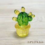 miniature cactus résine verte jaune rouge artisanale transparente décoration extérieure succulente